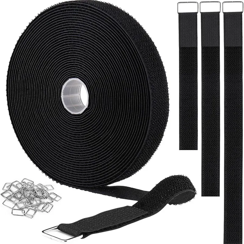 Versatile Hook and Loop Reusable Cable Straps with Buckles - Customizable Nylon Cord Organizer
