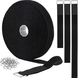 Versatile Hook and Loop Reusable Cable Straps with Buckles - Customizable Nylon Cord Organizer - 20mm (2Meter 10Metal)
