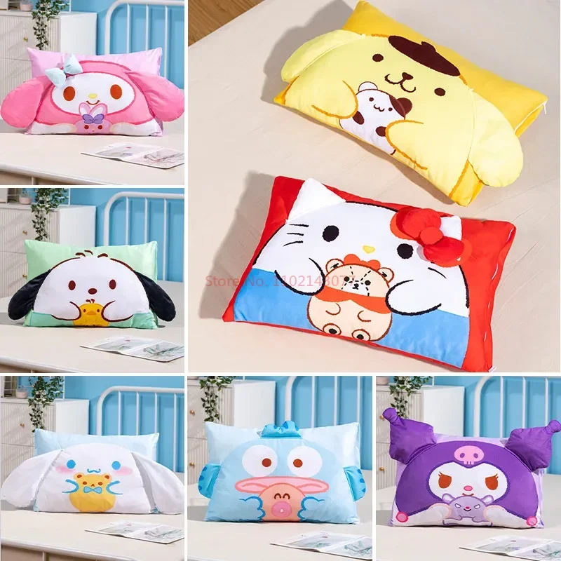 

60cmx40cm Sanrio Pillow Case Cute Cartoon Hello Kitty My Melody Kuromi Cinnamoroll Hangyodon Plush Detachable Pillow Case