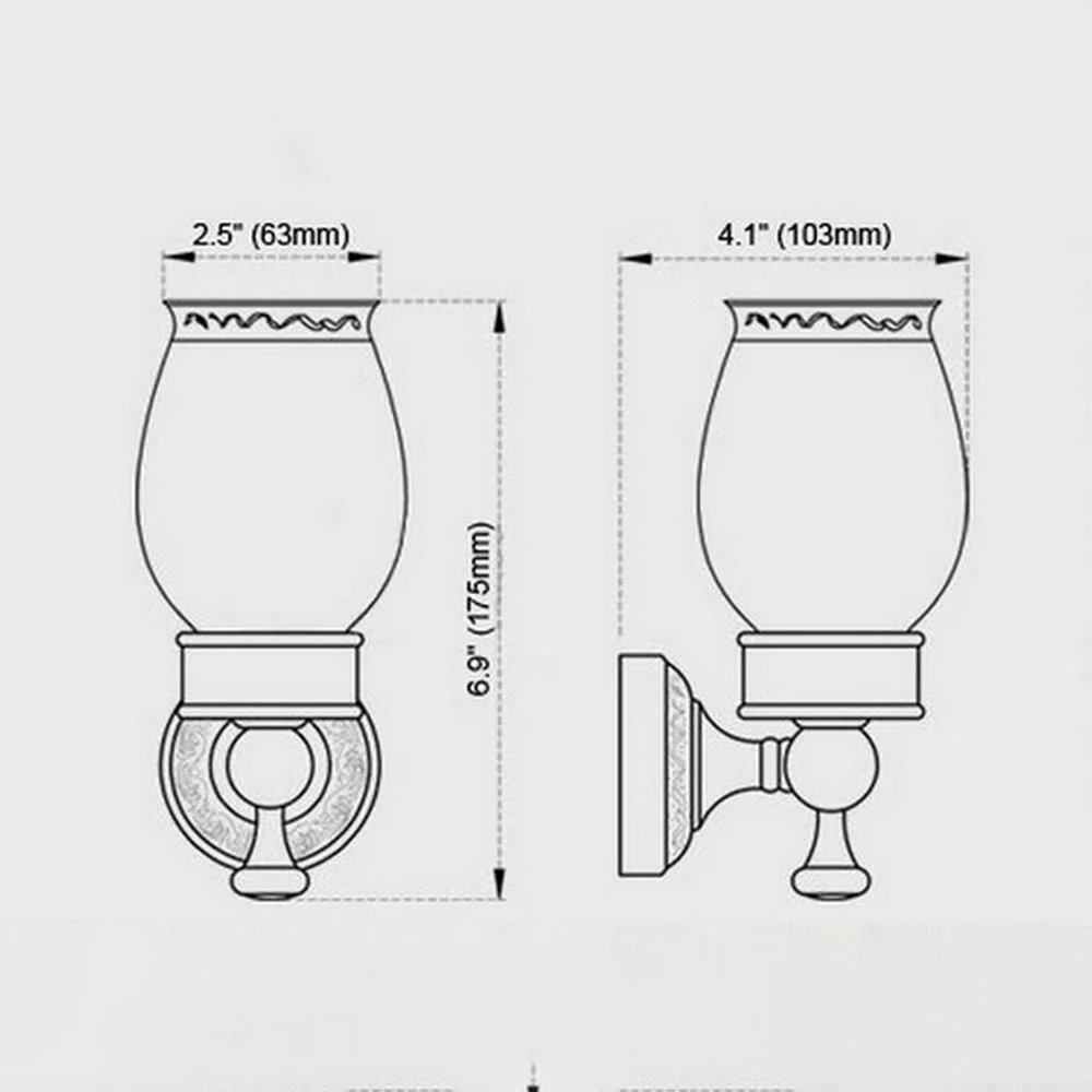 Wall Mounted Cup & Holders Antique Brass Glass Cups Toothbrush Holder Bath Hardware sets Single Cup Holder Nba497