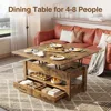 Coffee table lift top, multifunctional convertible coffee table with drawers and hidden compartments, rustic brown 4