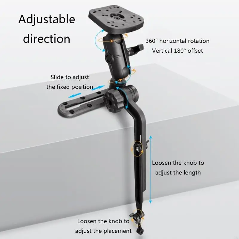 H8WC Kayak Transducer Mounting Arm Fish Finder Mount Base Adapter with Gear-Head Fits All Post Mounts