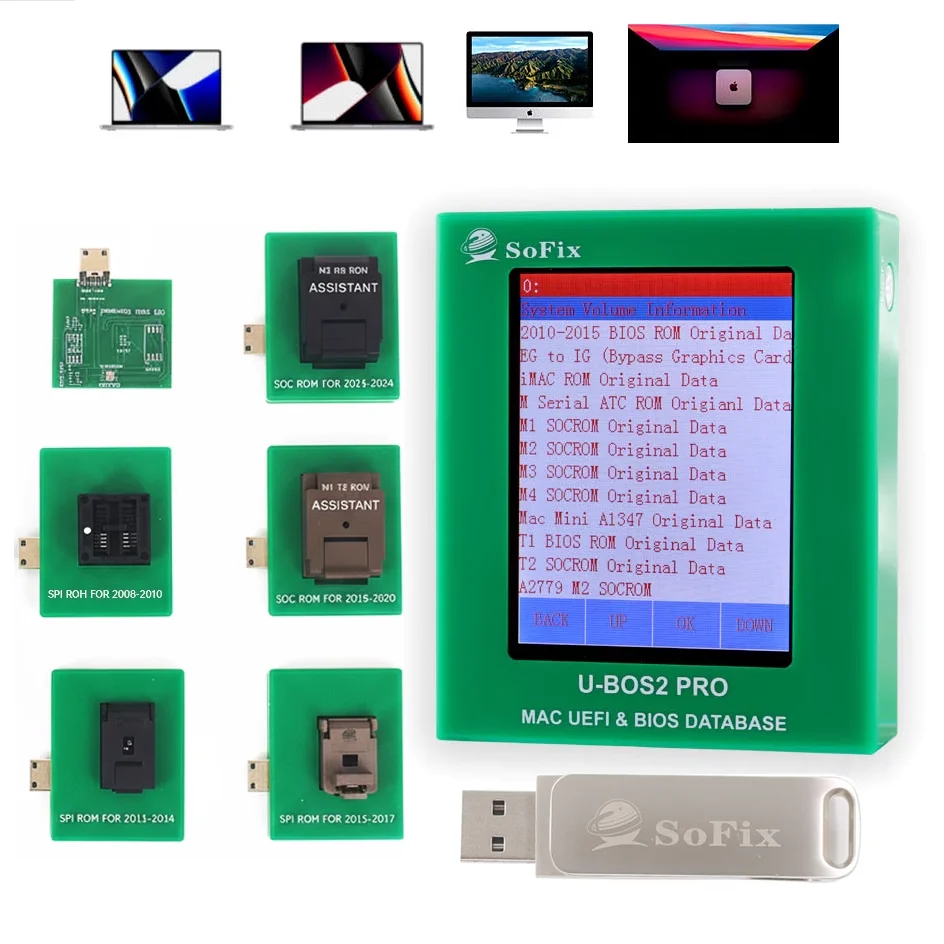 소픽스 U-BOS2 프로 UEFI&BIOS 데이터베이스 프로그래머 유니버설 보드 원 U 디스크 맥 맥북 아이맥 프로 에어 2008-2024년형 지원