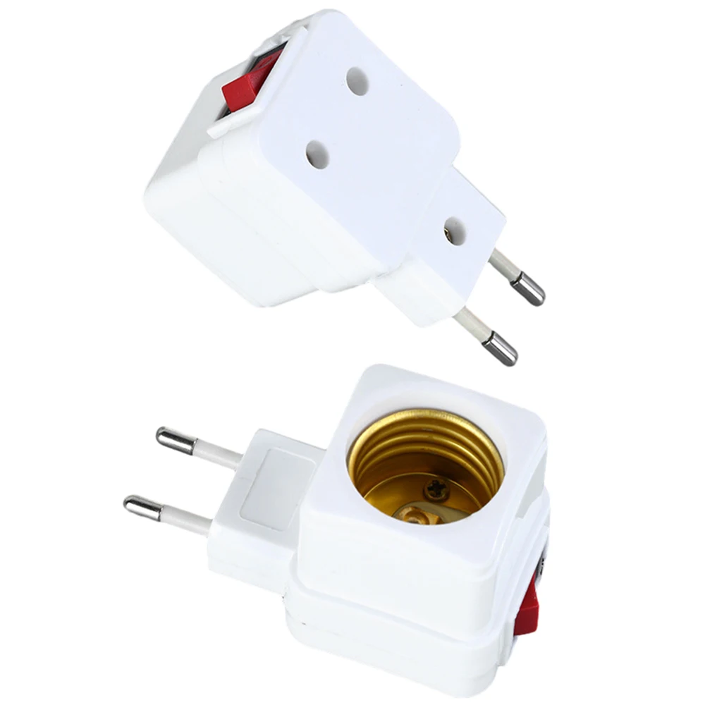 1 Pcs E27 LED Light Lamp Bulbs Socket Base Holder EU Plug Adapter ON/OFF Switch White