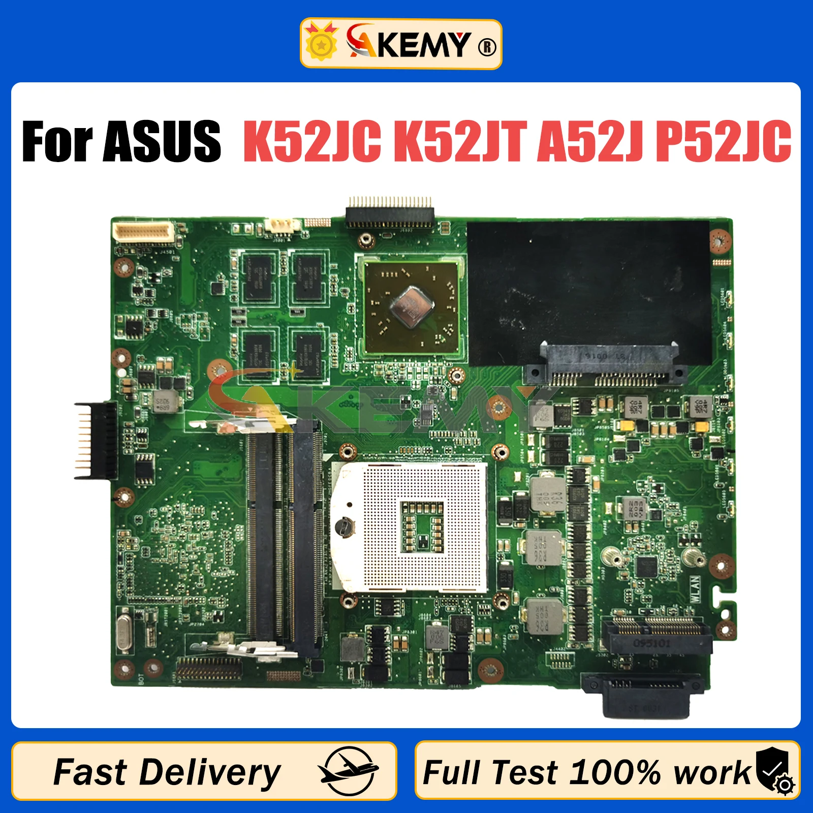 AKEMY Notebook Mainboard For ASUS K52JC K52JT A52J P52JC P52J Laptop Motherboard GT310M HD6370 Fully Tested