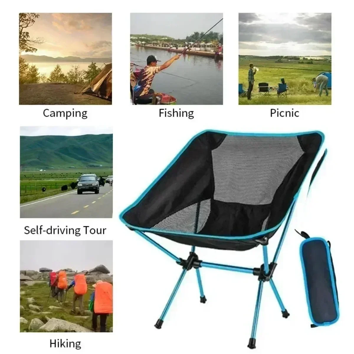 Folding Chair Detachable Portable Folding Moon Chair for Outdoor Camping Beach Fishing