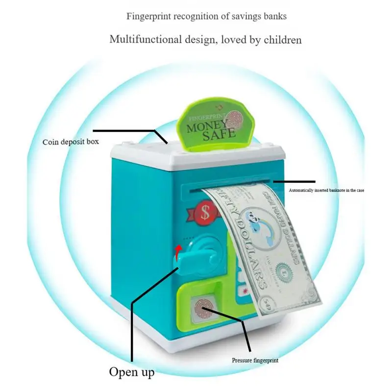 Toy Safe Box Electronic Toy Safe Bank Money Saving Box With Password Atm Money Bank With Music & Light Jar For