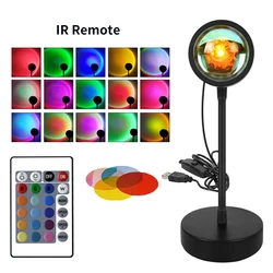RGB Sunset Atmosphere USB LED Night Lamp with Remote Control for Bedroom and Photography Decor (With IR Remote)