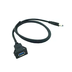 Premium USB 3.0 Flush Mount Dashboard Extension Cable - 1m (Black)