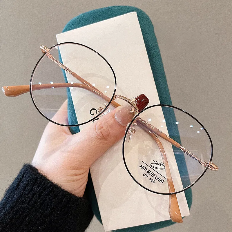 Classic Blue Light Blocking Women Glasses Frame Fashion Round Metal Reading Eyewear Optical Prescription Presbyopia Eyeglasses 4