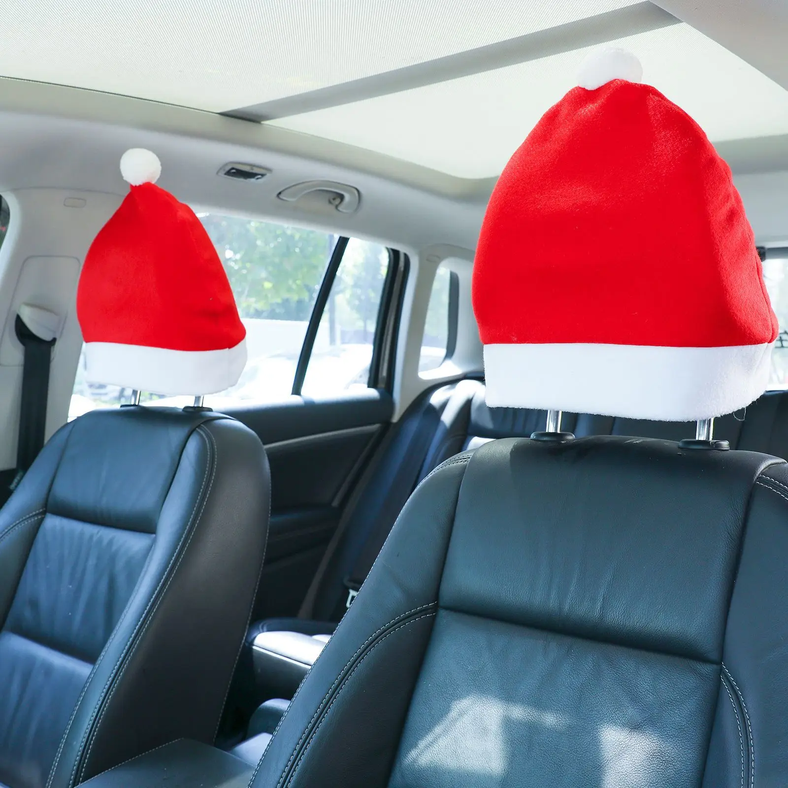 

Santa Claus Hat Car Seat Headrest Cover Cute Car Decoration Accessories Christmas Car Decoration Suitable for Most Car Headrest