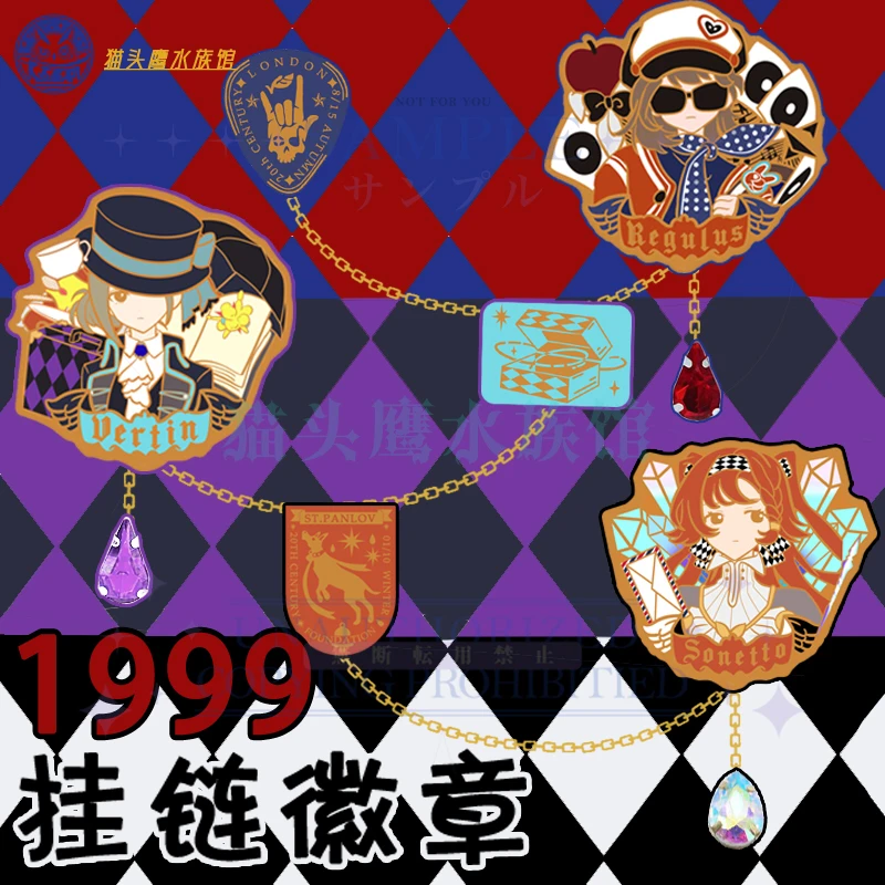 

New Anime Reverse:1999 Vertin Druvis Sonetto Metal Chain Badge Brooch Pins Collection Cosplay Bag Pendant Decor Toy