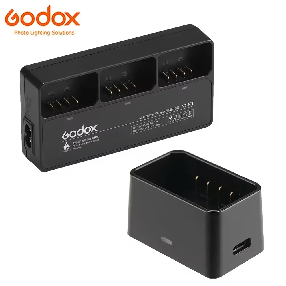 Godox Original VC26 USB Charger / VC-26T AC Multi Charger for V1 V860III V850III Flash Speedlite VB26 VB26A Battery