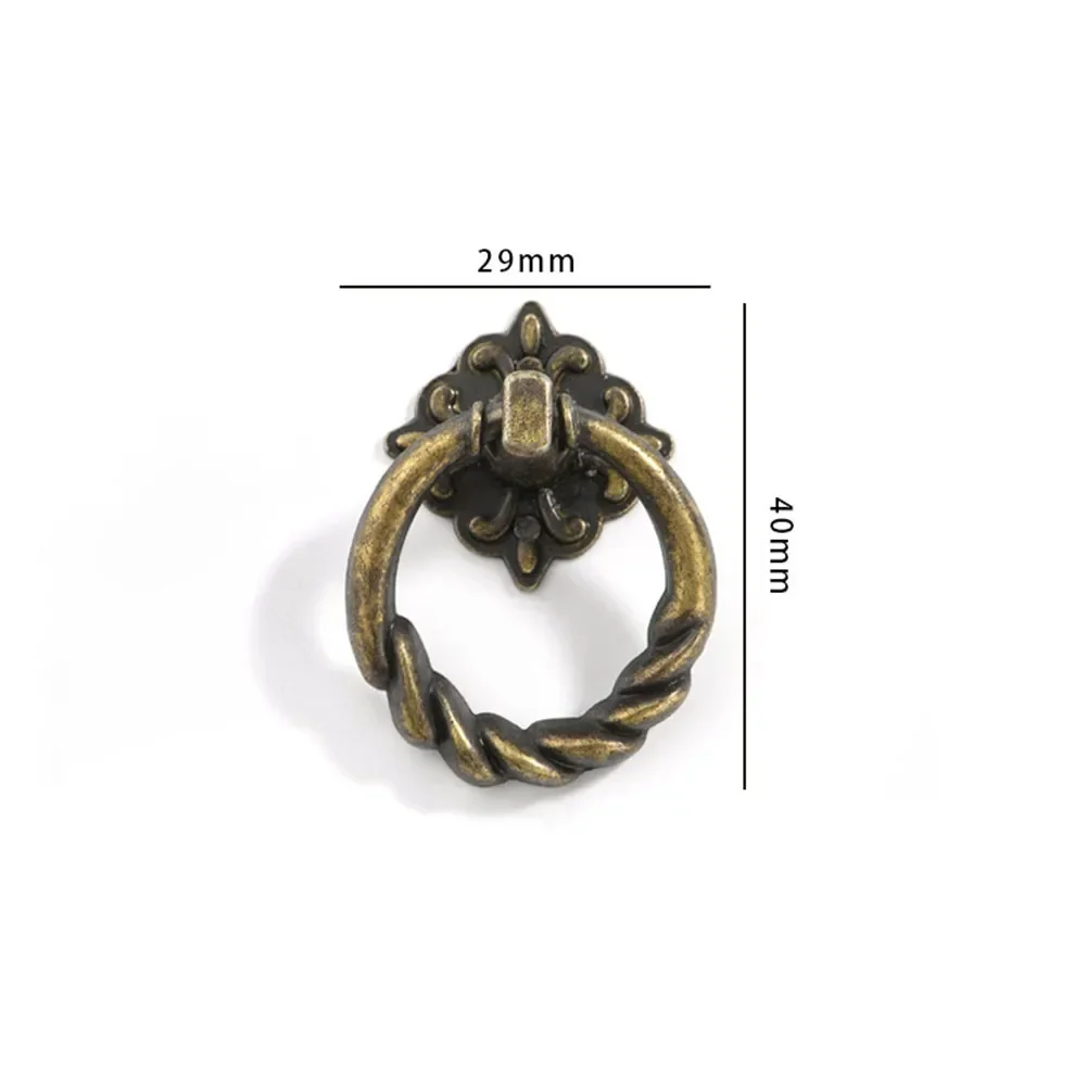 Retro Vintage Cabinet Door Handle Pulls Antique Copper Cupboard Ring Handles Chinese Brass Drawer Pulls Furniture Decor 6 PCS furniture handles kitchen door handles