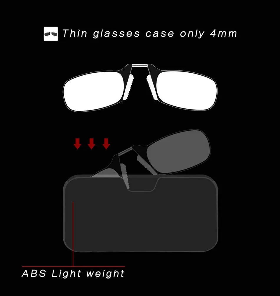Nose Clip Reading Glasses Men Tr90 Focus Plus Portable Foam Nose Glasses Clips with Clip for Women +1 1.5 2 2.5 3