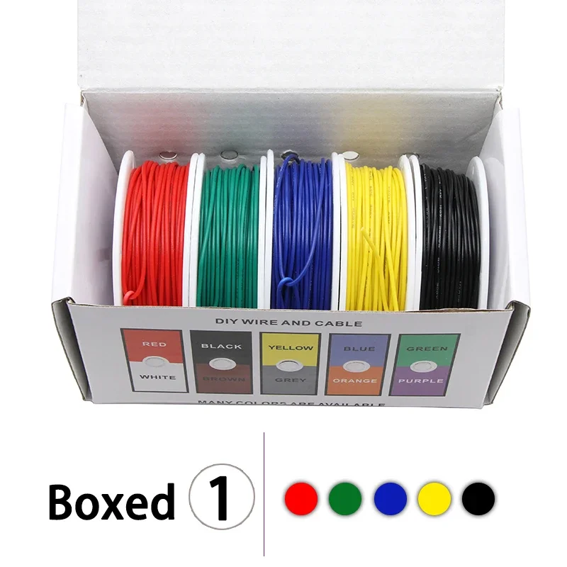 （5 Colors Mix Kit）UL1007 Wire PVC Insulation Tinned Copper Cable Stranded Electrical Line 30/28/26/24/22/20/18/16 AWG PCB Wire image 7