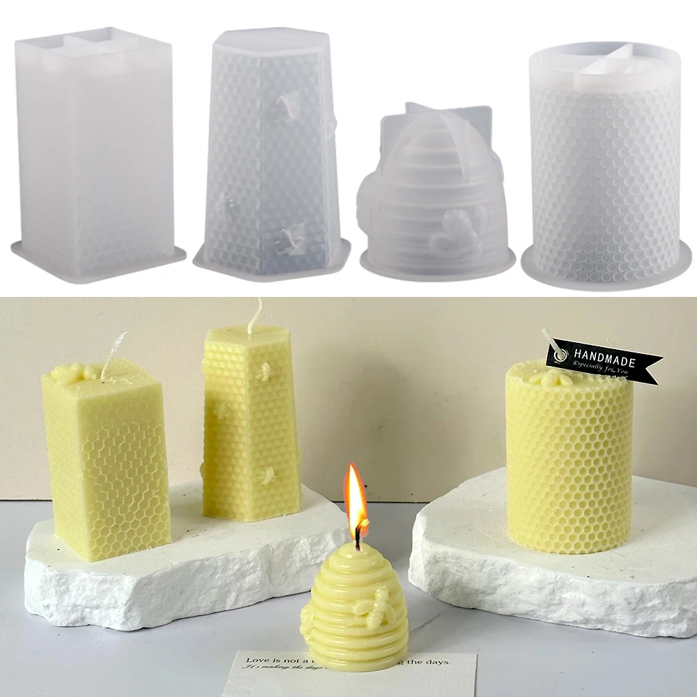 Bee Honeycomb Silicone Mold for DIY Scented Candle Soap Making Wax Mould Plaster Resin Craft Molds Supplies Home Art Decoration