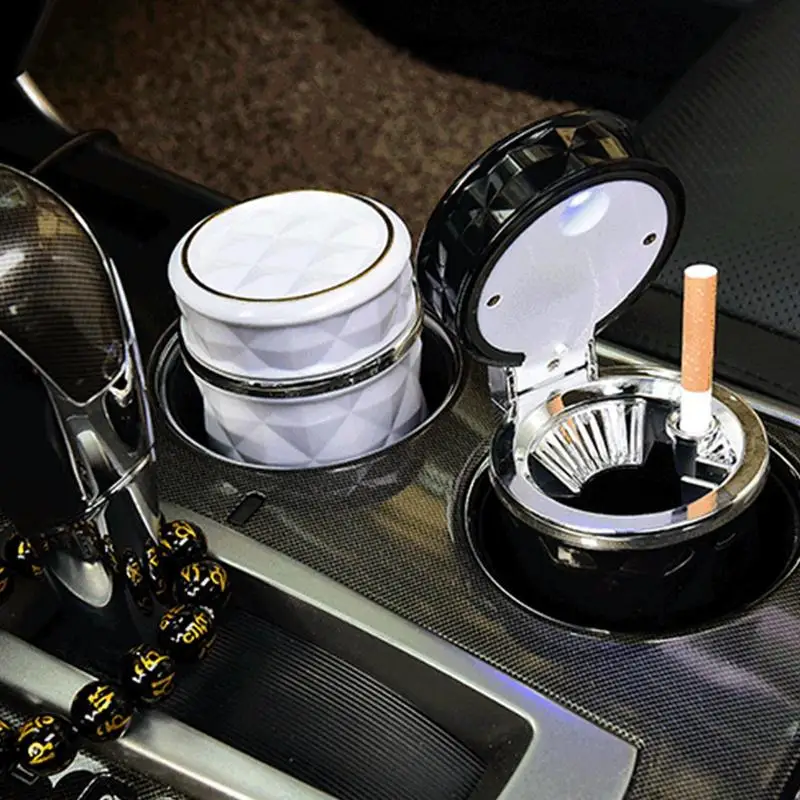 Light Up Car Ashtray Auto Ashtray With Lid Smell Proof Easy Clean Up