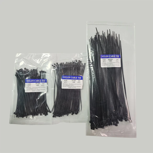 thumbnail image 2 of 100 Piece Black Cable Tie Assortment - Nylon Zip Ties For Wire & Cord Organization 2 of 10