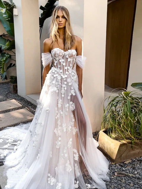 Sheer Corset Wedding Dresses