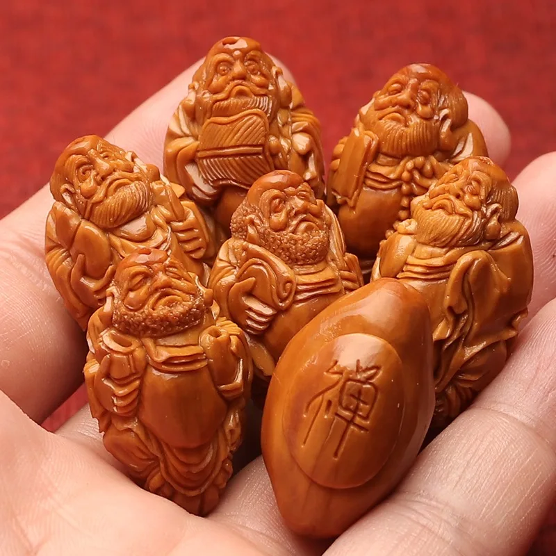 

-Stone Carving Handmade Carved Large Seeds Zen Damo Six-Buddha Olive Hu Wen Playing Bracelet Men's Group Fairy