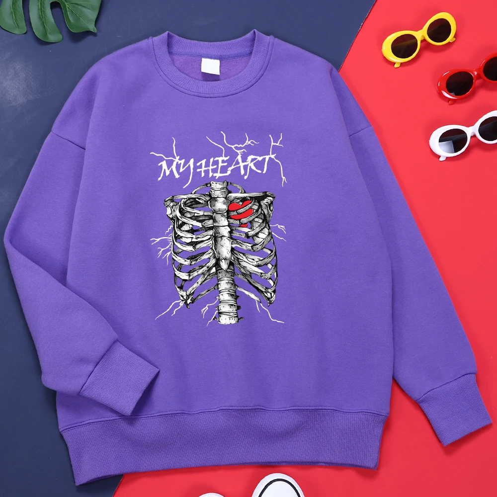 

Heart Protected By Ribs Print Men Hoodie Vintage Large Size Sweatshirts Fashion Harajuku Tracksuit Fleece All-Match Men Hoodies