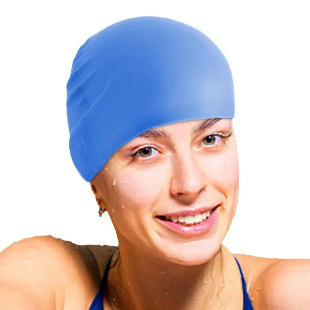 Gorro para natación de silicona para hombre y mujer, gorro impermeable con  forro de pelo largo, gorro de natación de silicona colorido XR-Hot -  AliExpress