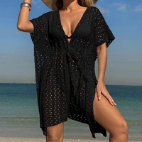 New Style Hollow Out Knitted Bikini Cover Up Women's Beach Vacation Sun Bathing Sunscreen Dress Fashion Casual Strap Dress - Image 4