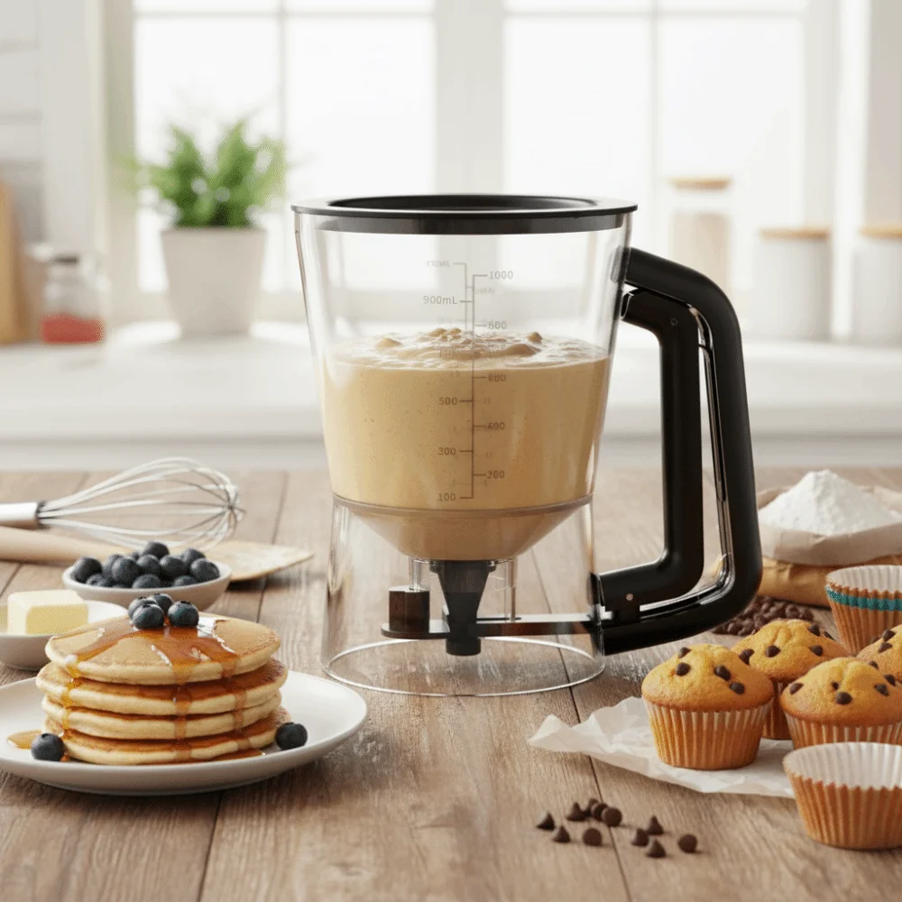 Handheld Pancake Batter Dispenser with Scale Drip-stopping Valve Cupcake Batter Dispenser Precise Control Large Capacity