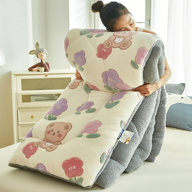 

Snowflake fleece winter quilt lamb fleece quilt household thickened warm student dormitory quilt double sided fleece core