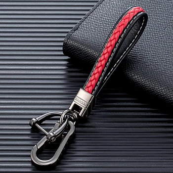 MKENDN Luxury Leather Men Keychain Black Clasp Creative DIY Keyring Holder Car Key Chain For Men Jewelry Gift