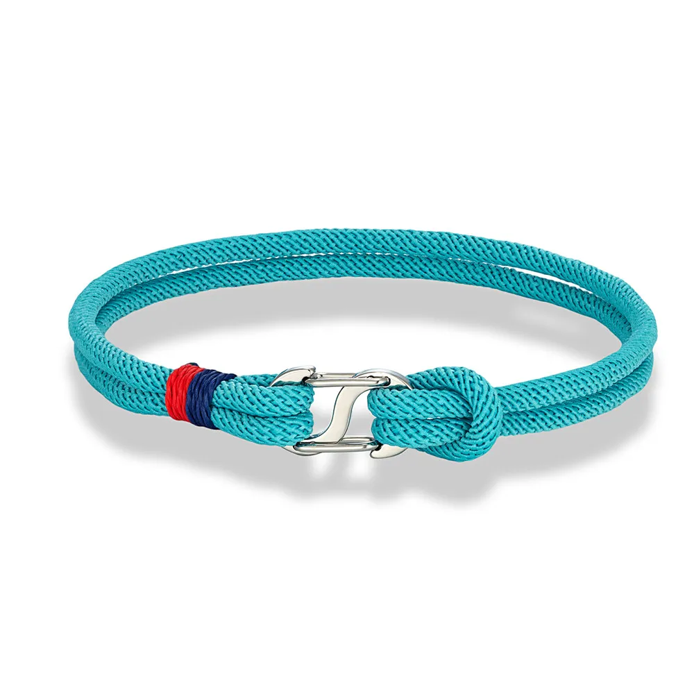 Mkendn Marineblau geflochtenes Seil Armband Edelstahl Double Push Karabiner verschluss Überlebens armband für Männer Frauen Paar Geschenke