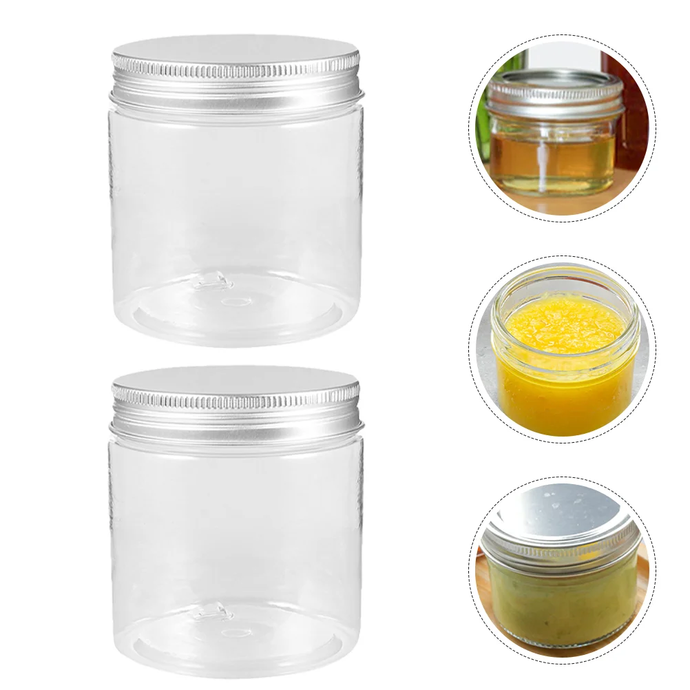 

8 Pcs 250ml Mini Transparent Silver Aluminum Lid Mason Jar Set Small Plastic Container Honey Pots Jam
