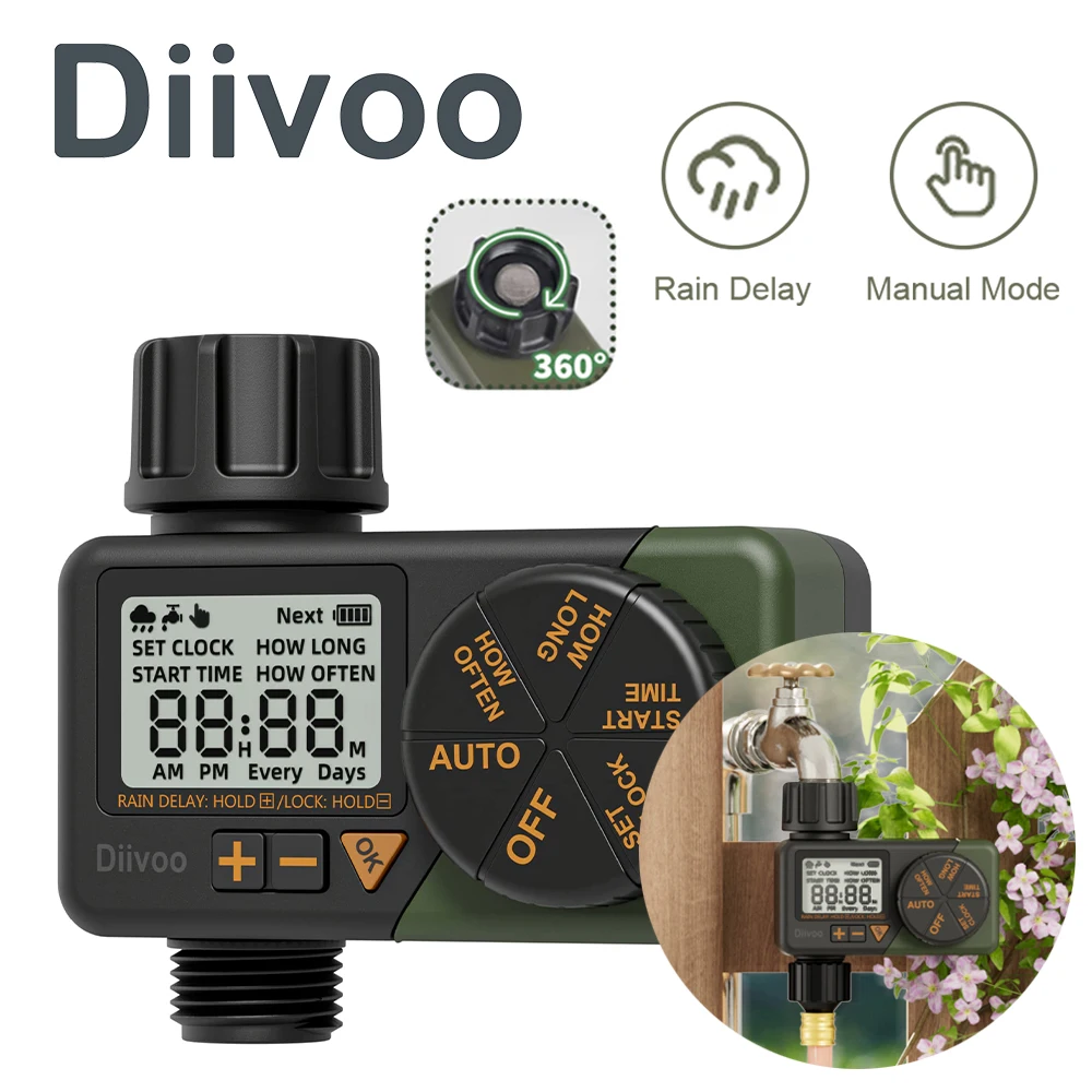 

Diivoo Garden Drip Watering Timer Automatic Irrigation Controller Digital Programmable Faucet Watering Irrigation System