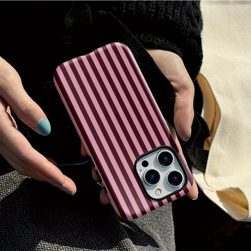 Luxury Fashionable Striped Black Double-Layer Phone Case Cover