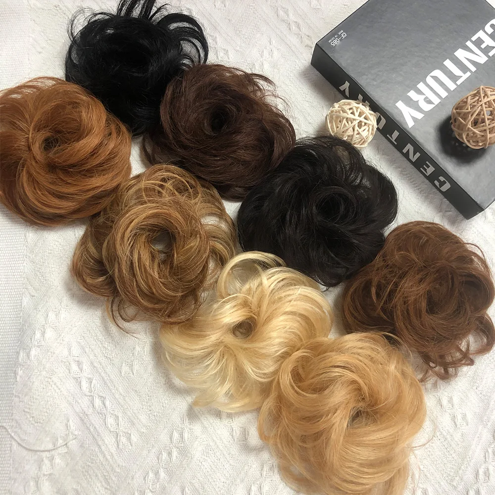 Panini chignon per capelli umani ricci Coda di cavallo Parrucchino Fascia elastica flessibile Panino per le donne Updos marrone miele Ciambella Chignon Capelli - immagine 3