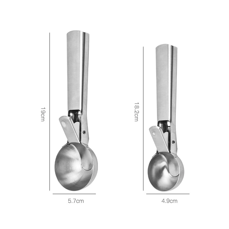 Stainless Steel Ice Cream Scoop Ice Cream Scooper with Trigger Multifunctional Fruit Scoop DIY Kitchen Supplies