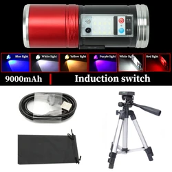 Ultra Luminous Night Fishing USB Rechargeable Searchlight with Multi - Color Handlamp and Adjustable Bracket (PACK B With Bracket)