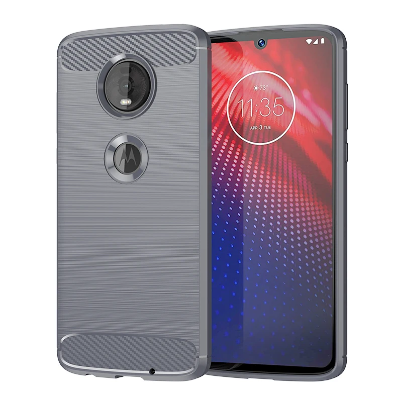 Shockproof Silicone Case For Moto Z4 Play Armor Soft Phone Cover For moto z2 MOTO Z2 Force Carbon Fiber Case