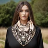 Fashion Leopard Print Chain Square Scarf Shawl Magnetic Suction Design Satin Slik Towel For Women Casual Scarves Wholesale 1