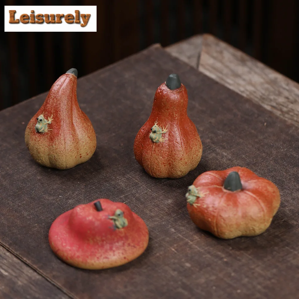 Yixing Purple Clay Water-spraying Frog Pumpkin Tea Pet Zen Flowerpot Landscaping Tea Figurine Play Toys Tea Statue Ornaments