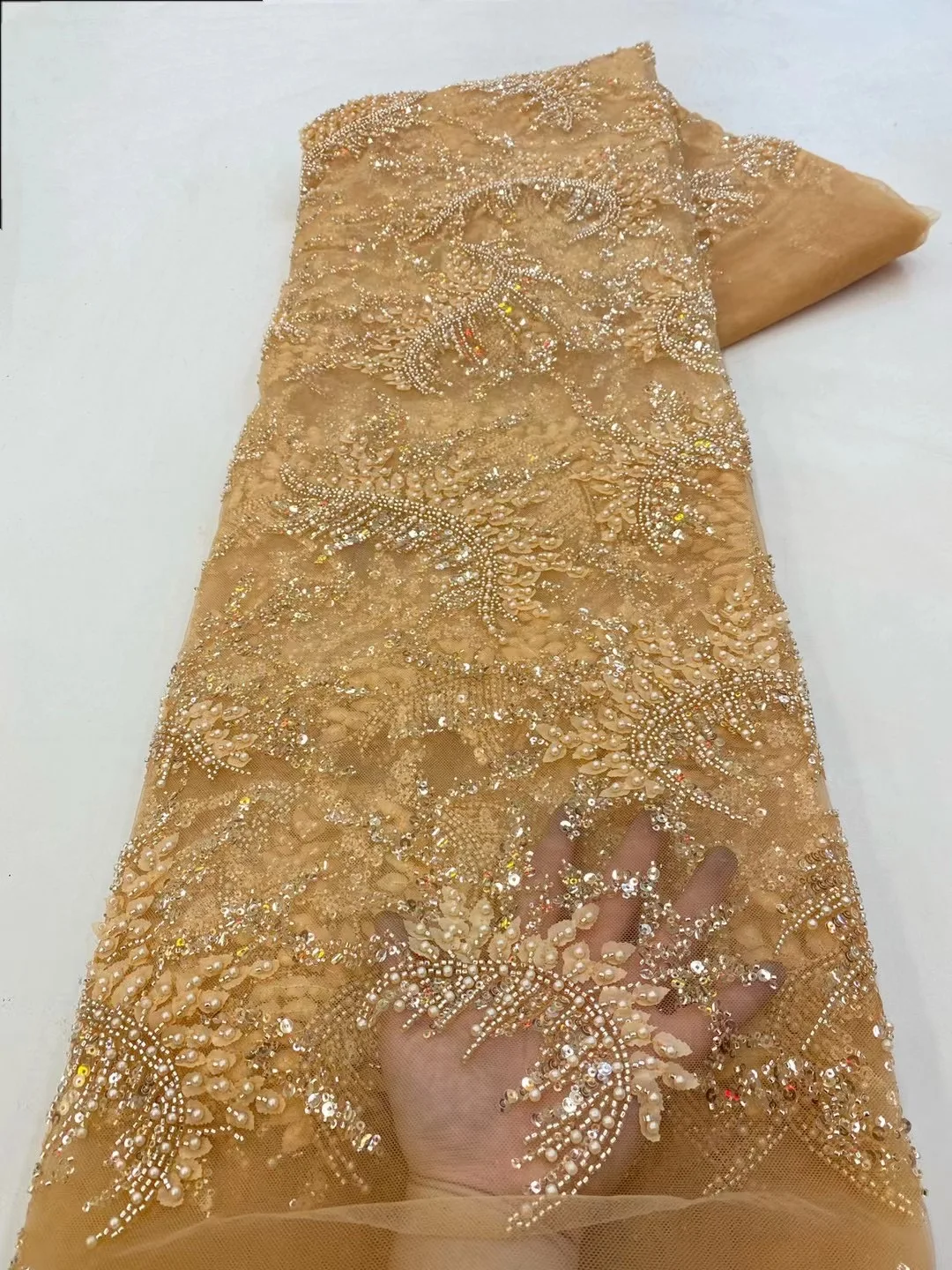 

Африканские блестки, бисеры, кружевные ткани 2024, высокое качество, последовательная вышивка, французская нигерийская кружевная ткань для свадьбы HXZ5857