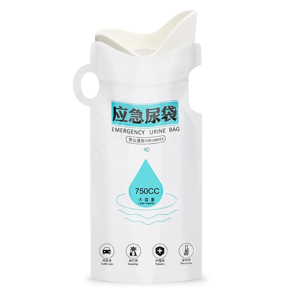 일회용 소변 가방, 야외 비상 소변 가방, 누출 방지 자동차 소변 가방, 임산부 환자 어린이를 위한 자가 밀봉, 750ml