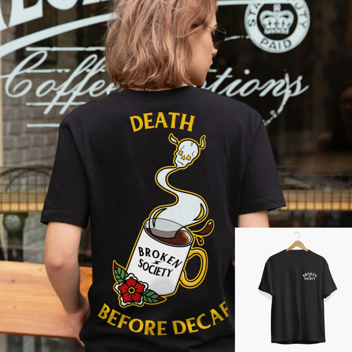 T-shirt Casual Stile Retrò con Stampa Tatuaggio Farfalla Anti Social Butterfly, Top di Lusso Unisex 2026 - immagine 2