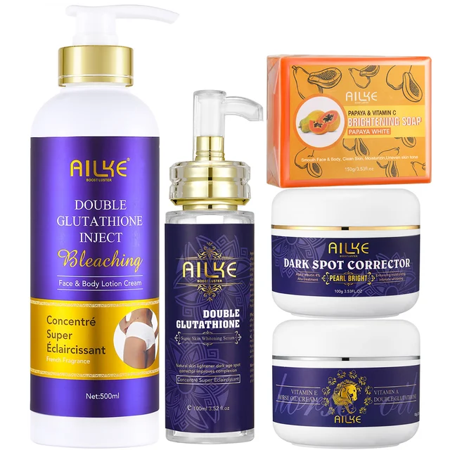 AILKE Whitening Skin Care Set, reduziert weiße, dunkle und schwarze Flecken, feuchtigkeitsspendend, saubere Haut, aufhellend für alle Hauttypen