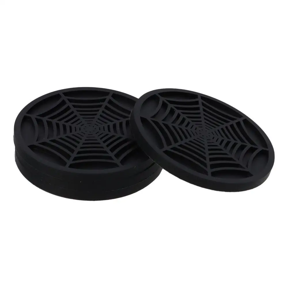 4pcs Spider Web Design Car Cup Coasters 7cm Round Shape Non-Slip Car Cup Holder Coaster PVC Material Red/ Black