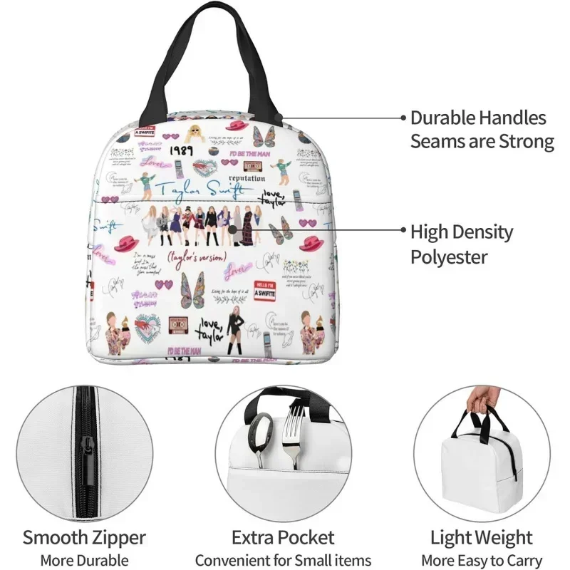 Taylor 1989 Large Capacity Lunch Box Reusable Insulated Lunch Bag Women Refrigerated Tote Bag Work Picnic Beach