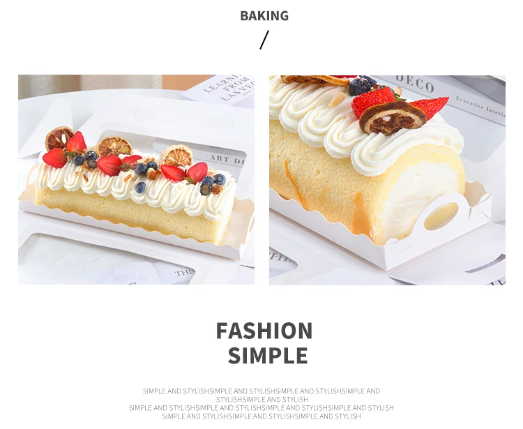 10/20 Sets White Handheld Transparent Cake Boxes, Paper & PET Long Fold Drawer Cake... - SKU HTCB2059 - UGI Packaging