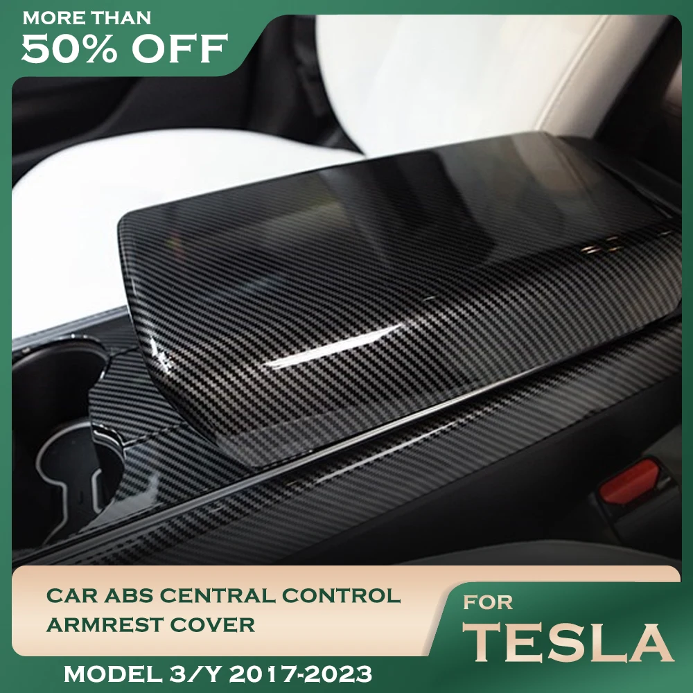 Car Armrest Box Protective ABS Cover For Tesla Model 3 Model Y 2022