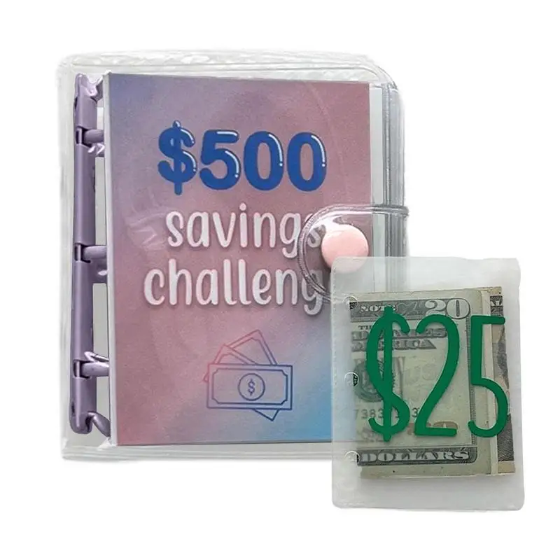 

Cash Envelope Binder Mini Budget Binder Money Binder Organizer Binder Savings Challenge Portable Waterproof PVC Cash Binder For